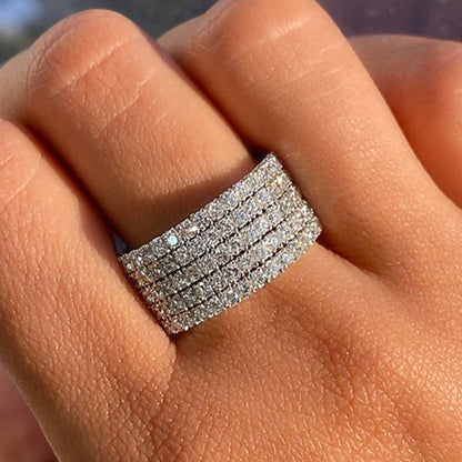 Women's Shi Luxury Five Rows Full Diamond Rings