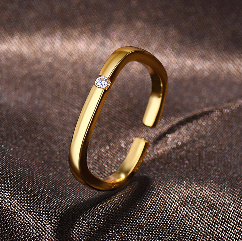 Artistic Gold Plated Square Open Ms. Rings