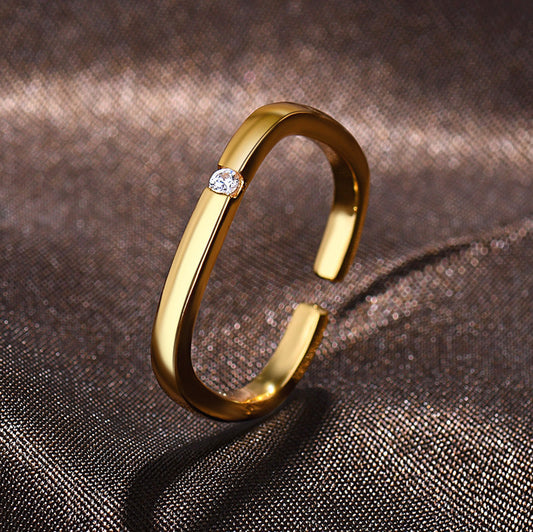 Artistic Gold Plated Square Open Ms. Rings