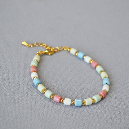 Colorful Real Stone Beaded Stacked Belt Bracelets