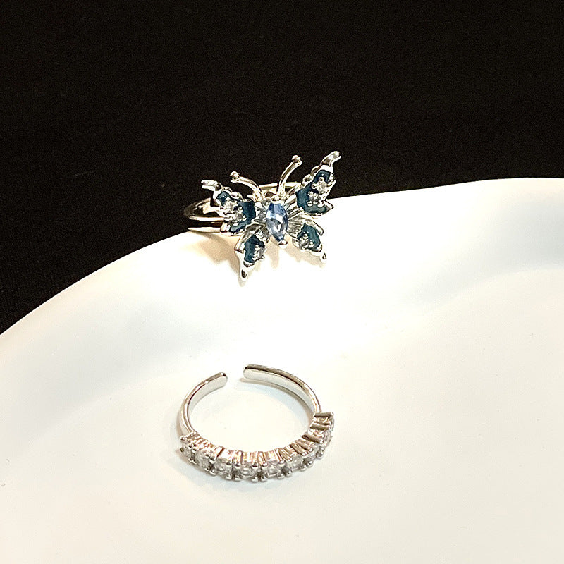Enamel Drop Oil Butterfly Opening Light Luxury High Sense Rings