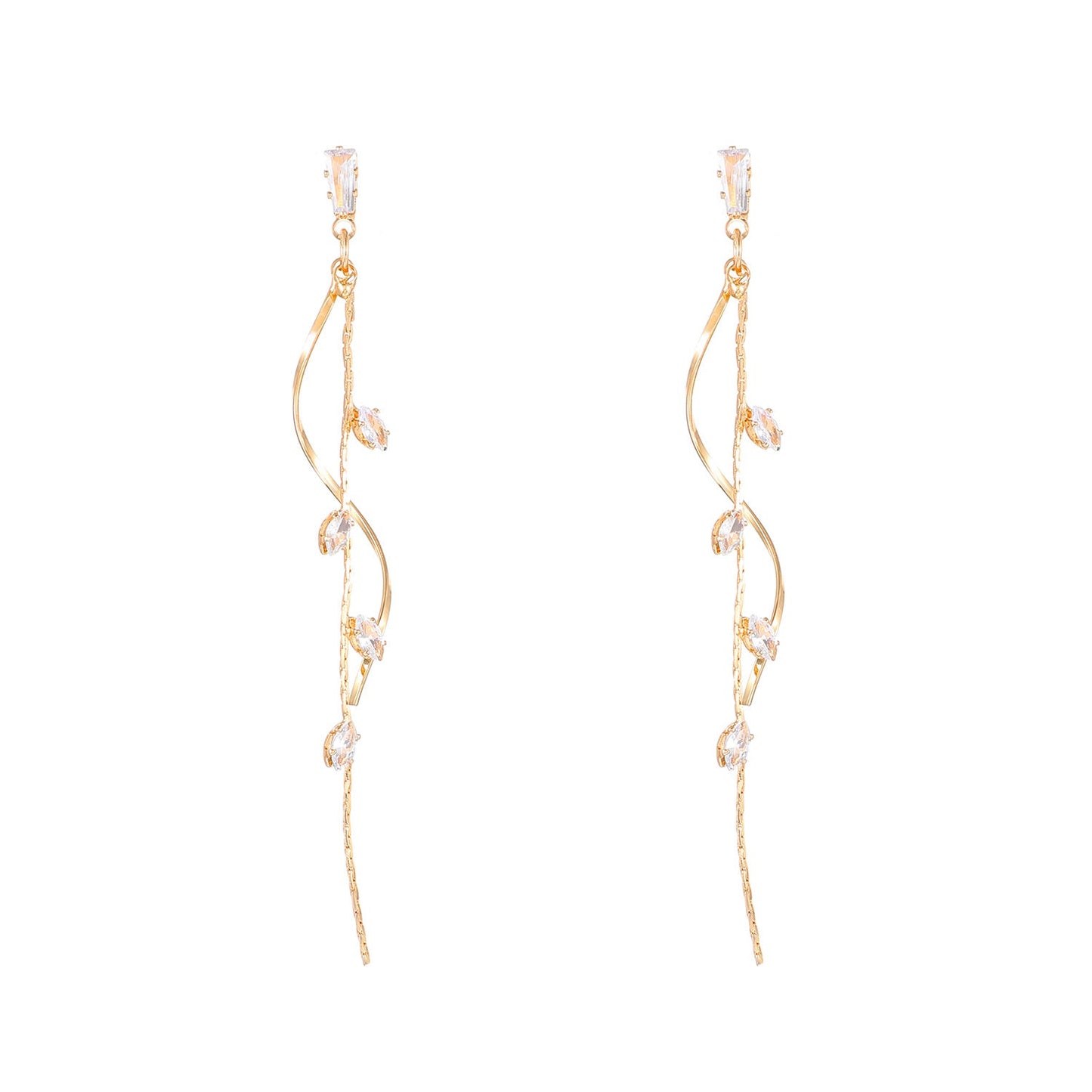 Women's French Entry Lux Long Zircon Tassel Earrings