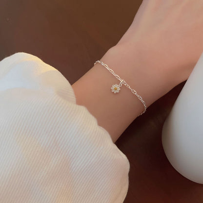 Sier Pig Nose Moonstone Heart Twin Bracelets