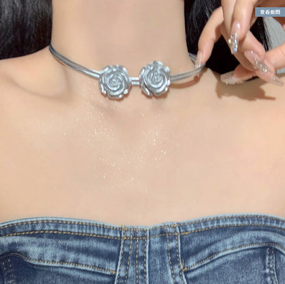 Sier Rose Clavicle Chain Niche Bag Sweet Cool Hot Necklaces