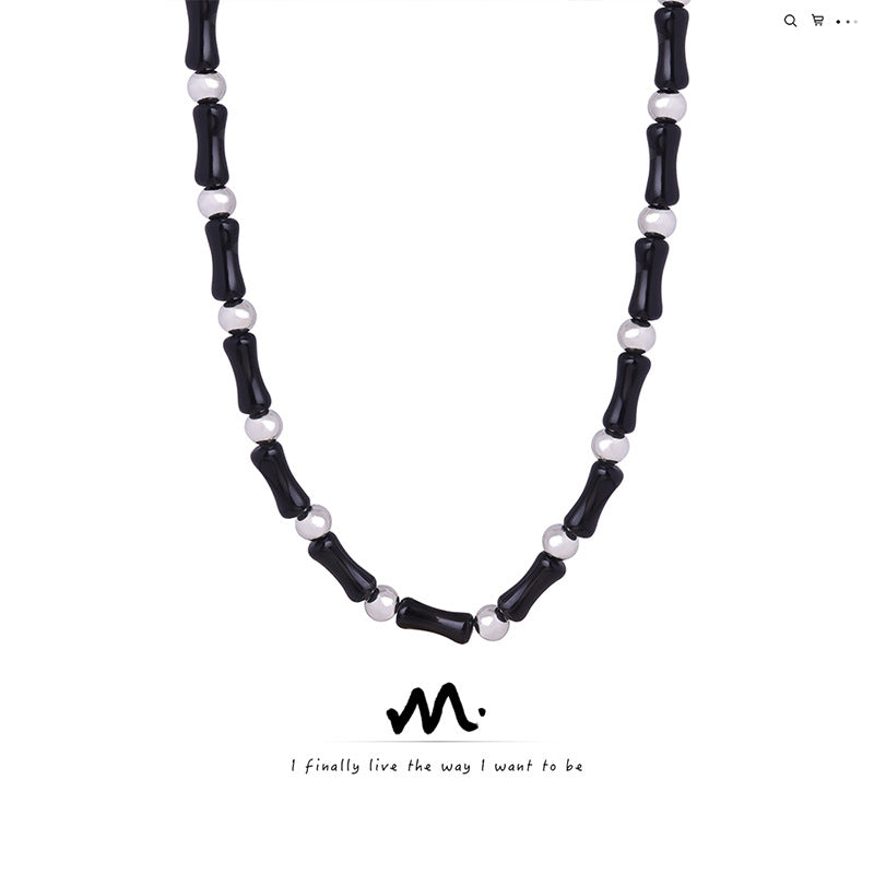Women's Affordable Luxury High-grade Natural Stone Black Agate Handmade Necklaces