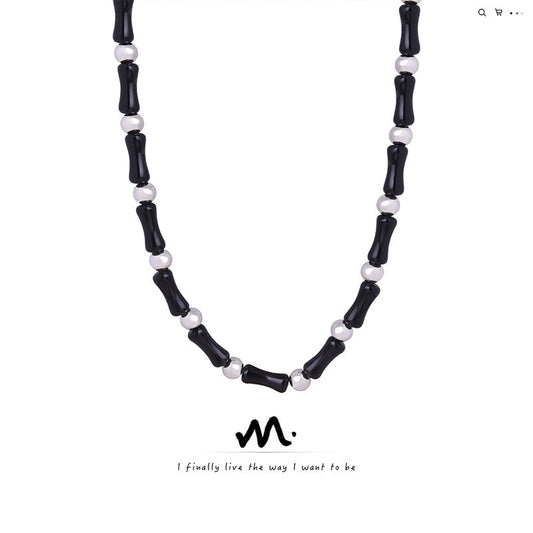 Women's Affordable Luxury High-grade Natural Stone Black Agate Handmade Necklaces