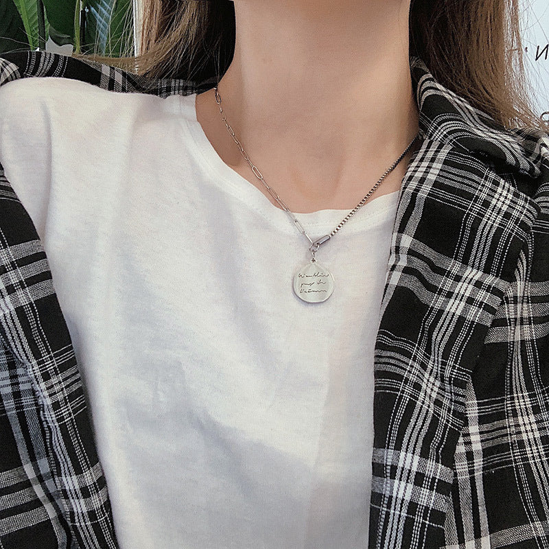 Women's Round Letter Stainless Steel Hip Hop Simple Personalized Chain Necklaces