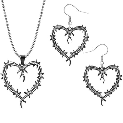 Fashion Gothic Sier Heart-shaped And Set Necklaces