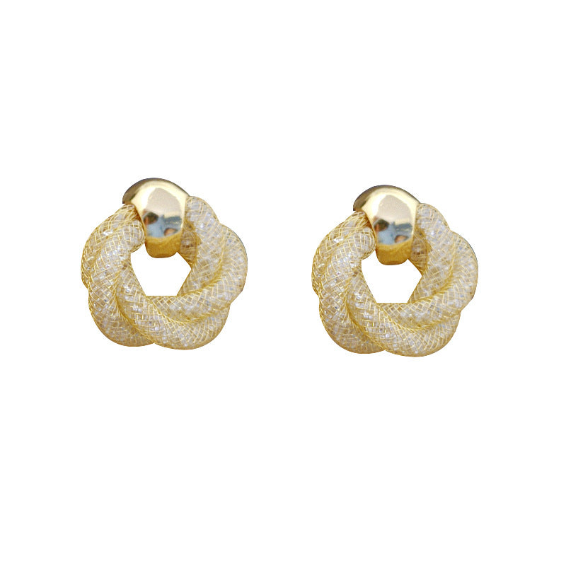 Women's Retro Metal Mesh Circle Ear Niche Rings