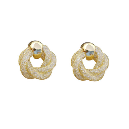 Women's Retro Metal Mesh Circle Ear Niche Rings