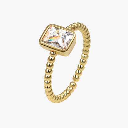 Style Square Zircon Set Female Fashion And Personality Gear Rings