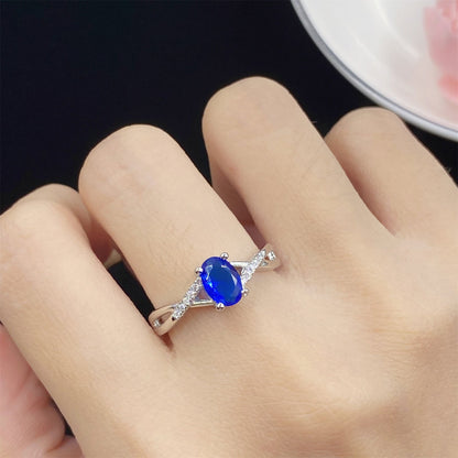 Women's Artificial Emerald Sapphire Simple Cross Twisted Line Rings