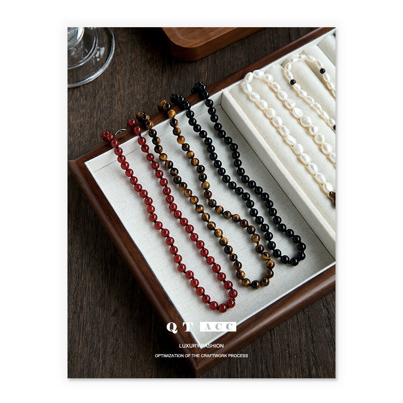 Sier Chinese Retro Ethnic Style Tigereye Necklaces