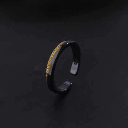 Women's & Men's & One Pair Vintage Black Gold Texture Rings