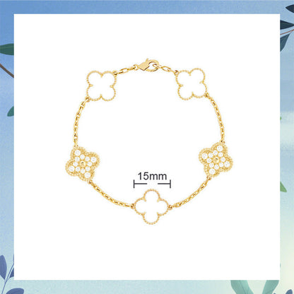 Red Agate Clover Female Pork Belly White Shell Bracelets