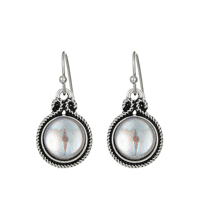 Love Turquoise Alloy Distressed Geometric Moonstone Earrings