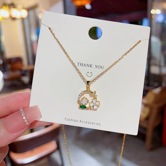 Women's Summer Beautiful Petals Ornament Light Luxury Minority Trendy Sweet Necklaces