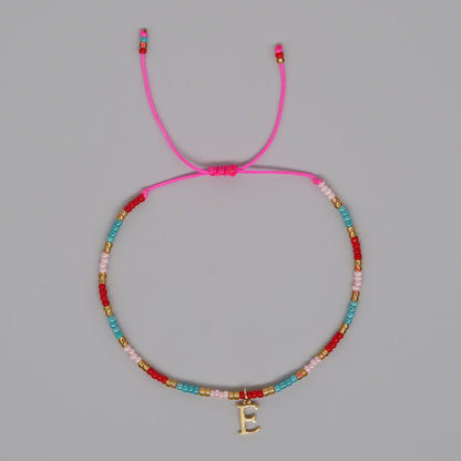 Women's Ornament English Letters Contrast Color Bead Handmade Bracelets