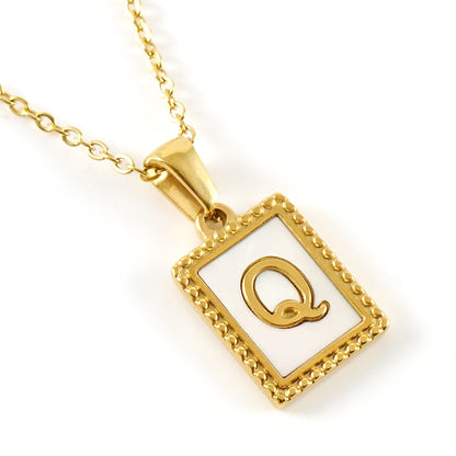 Gold Stainless Steel Shell Letter Female Titanium Pendant Necklaces
