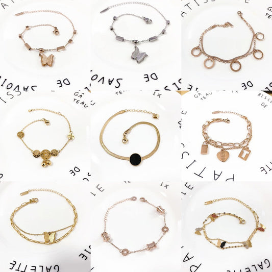 Women's Sweet Fashion Simple Hand Jewelry Rose Gold Titanium Bracelets