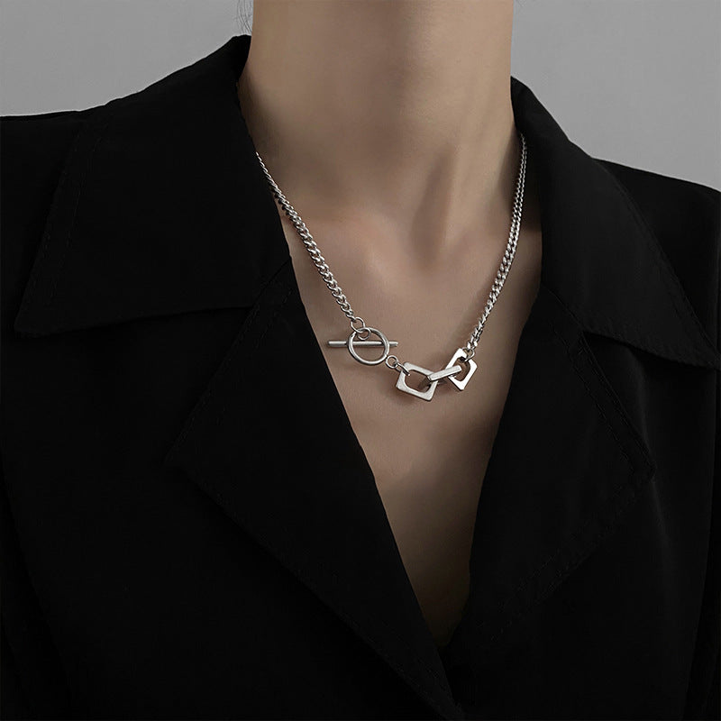 Women's & Men's & Square Buckle Titanium Steel For And Trendy Cool Necklaces