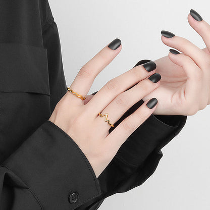 Source Irregular Wave Ecg Female Heartbeat Glossy Line Index Rings