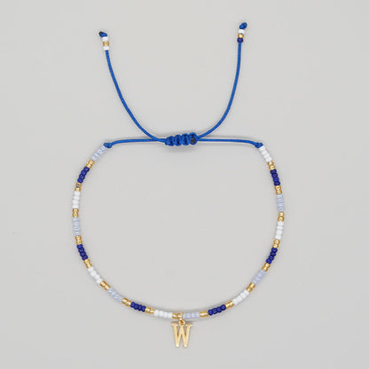 Women's Simple Style Contrast Color Bead English Letters Handmade Bracelets