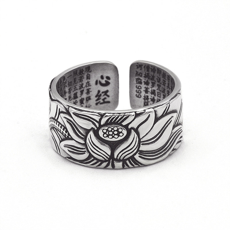 Women's & Men's Sterling Sier And Lotus Open Pure Vintage Rings