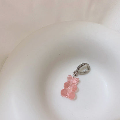 Transparent Bear Metal Smiley Pendant Female Necklaces