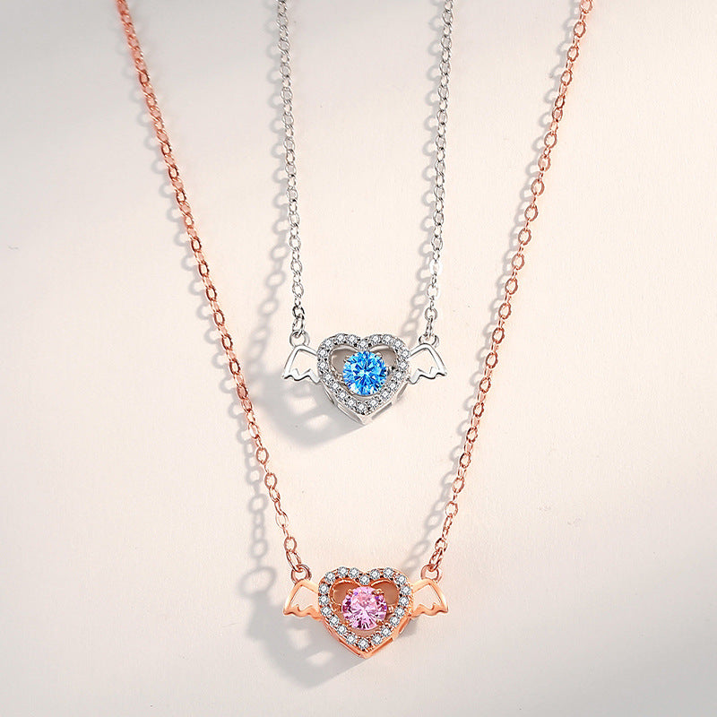 Women's Love Smart Sterling Sier Korean Style Pulsatile Heart Necklaces