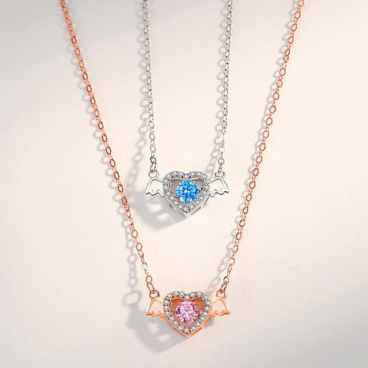 Women's Love Smart Sterling Sier Korean Style Pulsatile Heart Necklaces