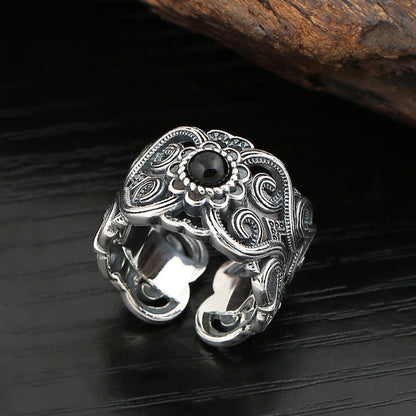 Men's Sier Vintage Creative Trendy Personalized Ethnic Rings