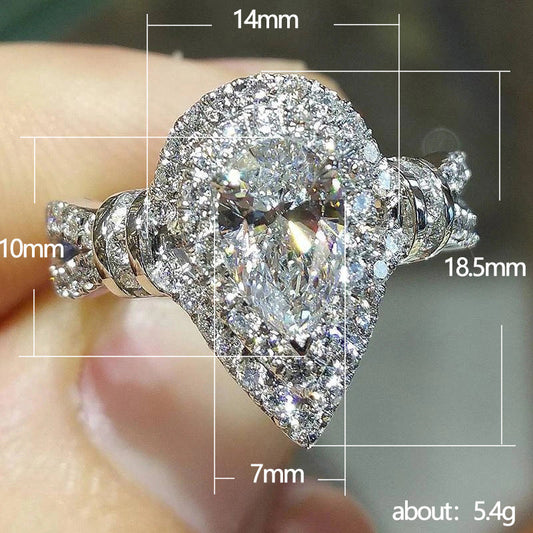 Women's Shi Proposal Engagement Pear-shaped Water Drop Rings