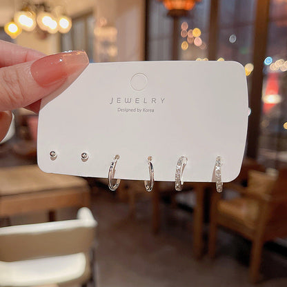 Sier Needle Simple Suit Small Ear Earrings