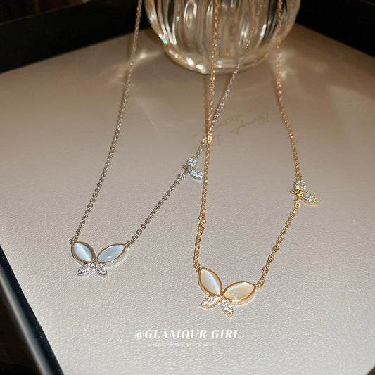Zircon Opal Butterfly Cold Style Light Luxury And Simplicity Necklaces