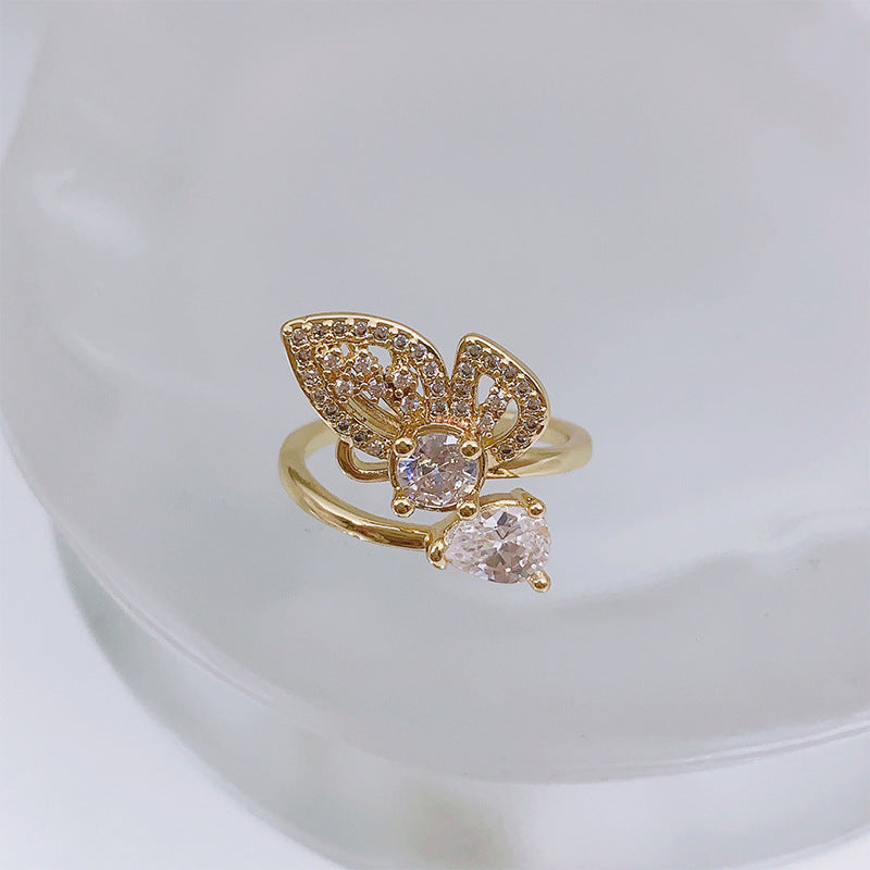 Diamond Love Heart Bow Tie Geometric Rings