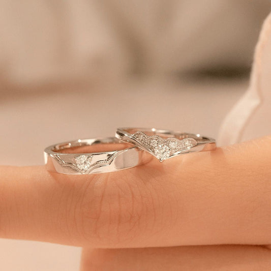 Women's & Men's & Sterling Sier Angel Wings Couple Rings