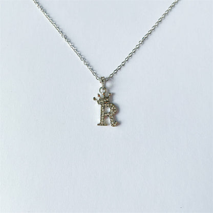 English Letters Full Diamond Pendant Simple Necklaces