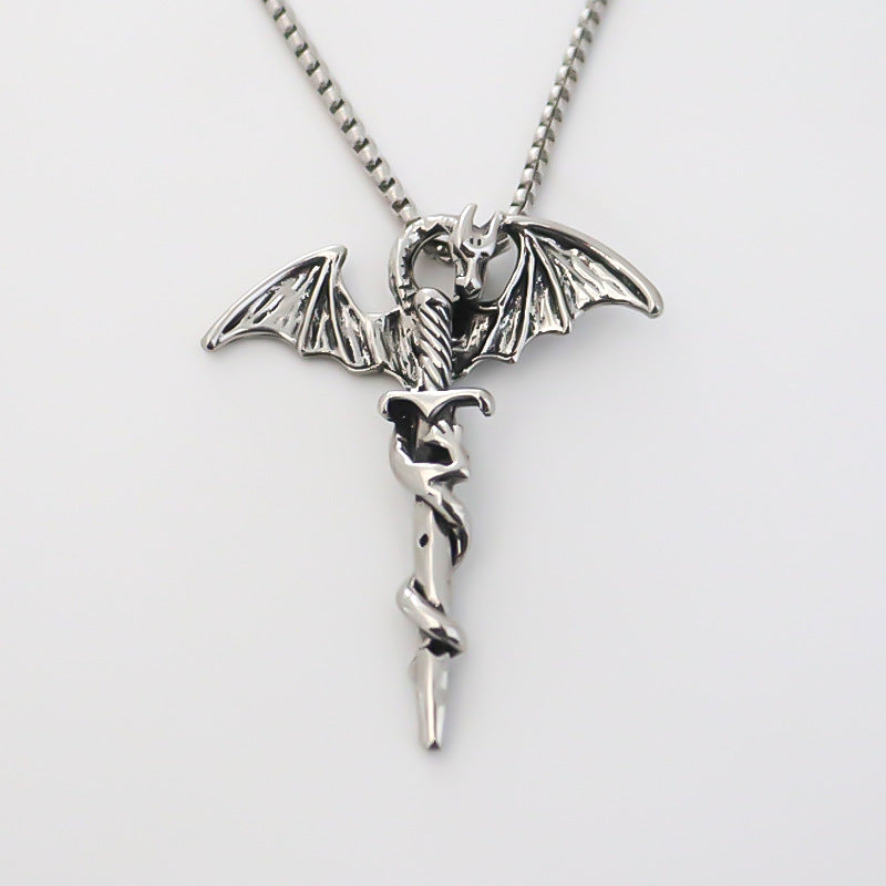 Men's Personalized Halloween Dragon Wings Pendant Trendy Necklaces