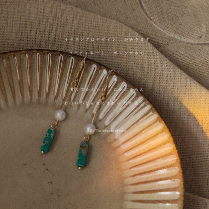 Handmade Design Sier Needle Plated Synthetic Turquoise Female Earrings