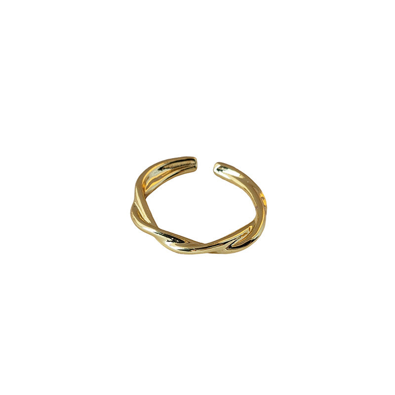 Twist Shape Plated Gold Advanced Sense Opening Rings