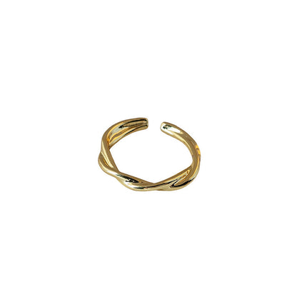 Twist Shape Plated Gold Advanced Sense Opening Rings