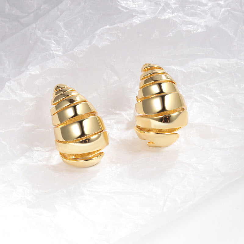 Women's Spiral Pattern Shaped Water Drop Ear Fashion Earrings