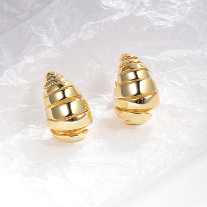 Women's Spiral Pattern Shaped Water Drop Ear Fashion Earrings