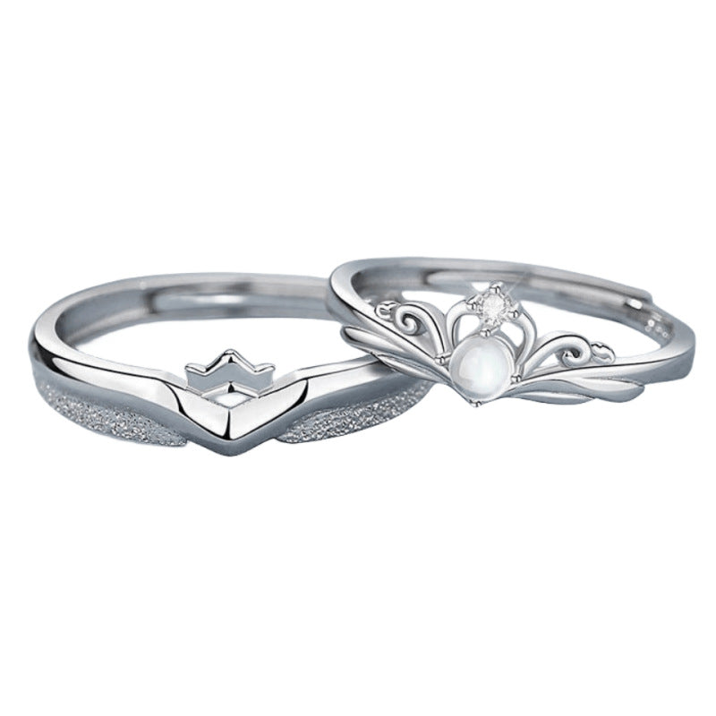 Women's & Men's & Sier Princess And Knight Couple Pair Rings