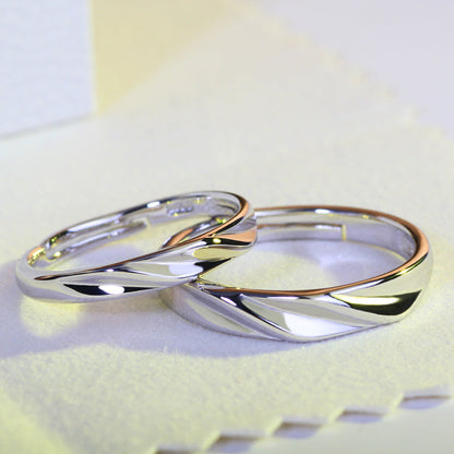 Water Wave Twisted Korean Couple Sier Rings