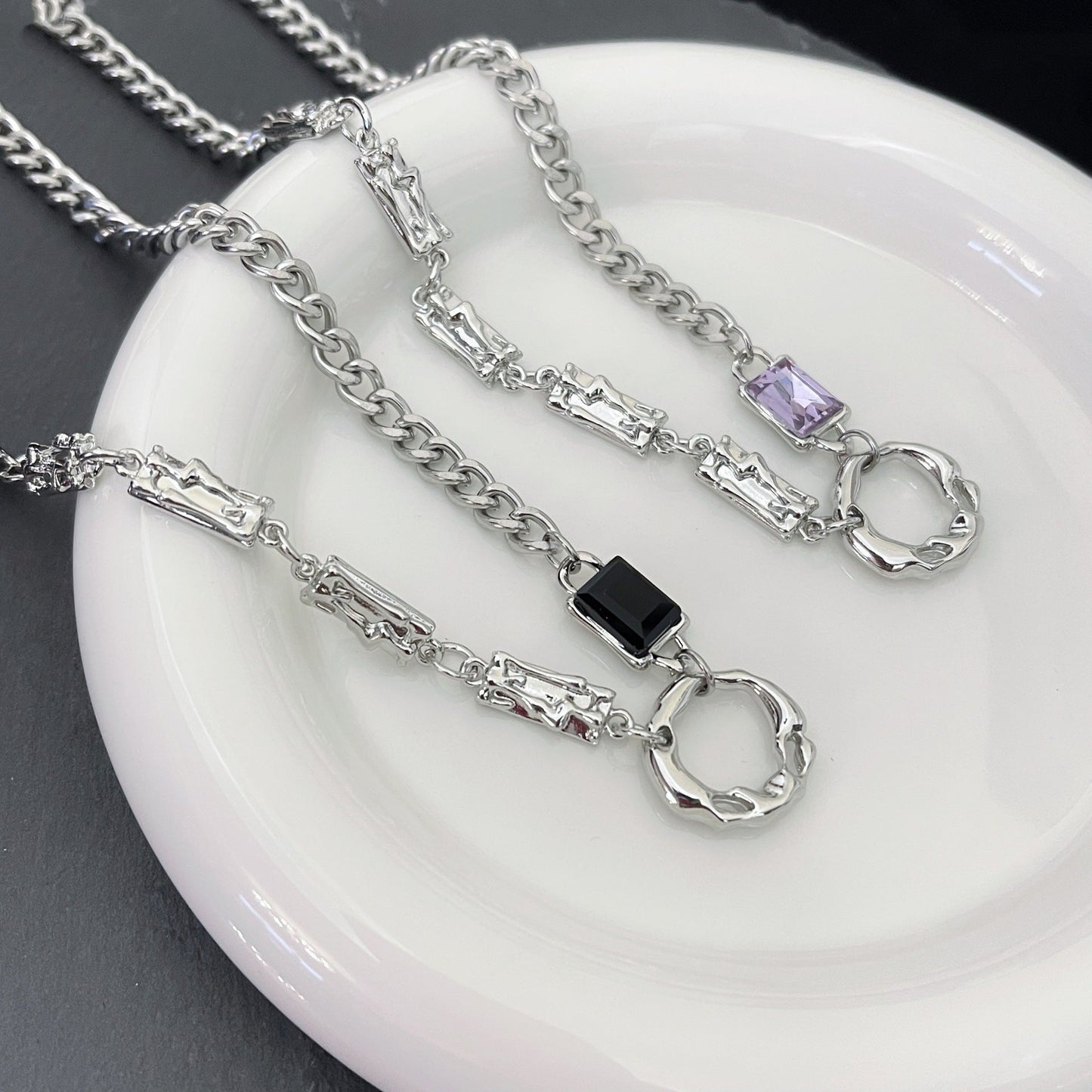 Irregular Zircon Couple Female Cold Style Niche Hip Hop Necklaces