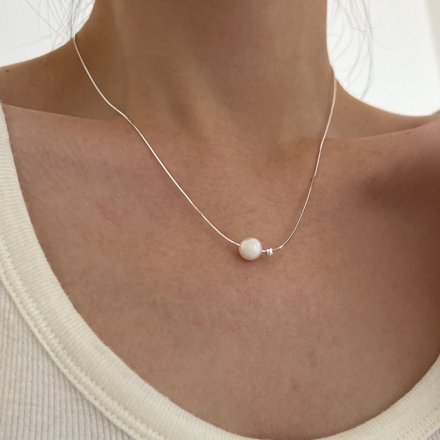 Women's Sier Pearl Ball Beads For Gentle Simple Graceful Niche Necklaces