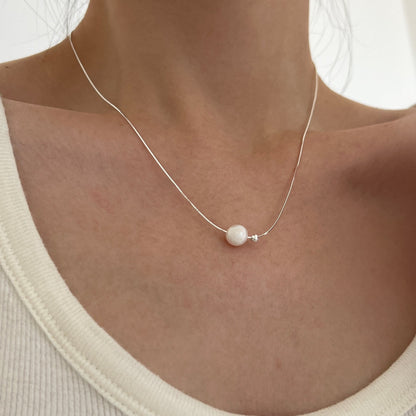 Women's Sier Pearl Ball Beads For Gentle Simple Graceful Niche Necklaces