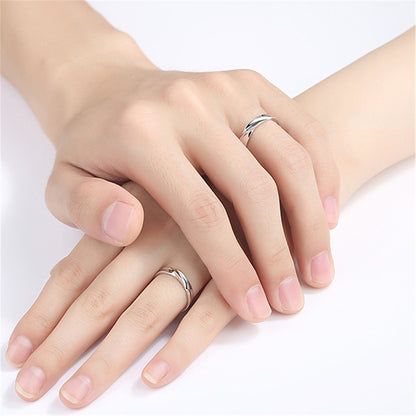 Water Wave Twisted Korean Couple Sier Rings